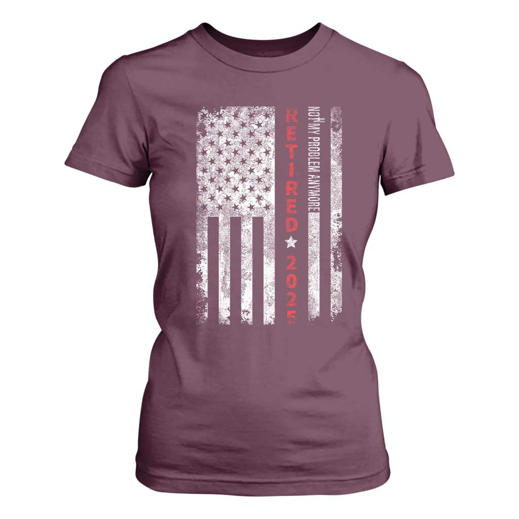 Retired 2025 T Shirt For Women Vintage Old American Flag TS10 Maroon Print Your Wear