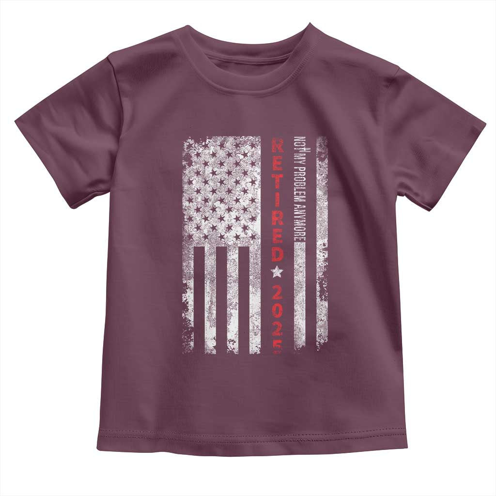 Retired 2025 Toddler T Shirt Vintage Old American Flag TS10 Maroon Print Your Wear