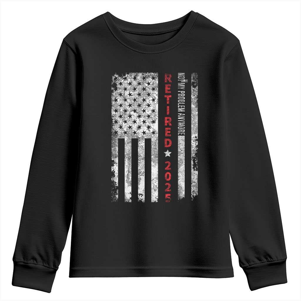 Retired 2025 Youth Sweatshirt Vintage Old American Flag TS10 Black Print Your Wear