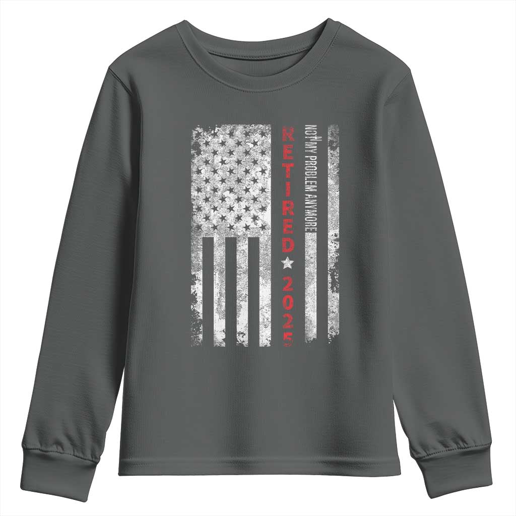 Retired 2025 Youth Sweatshirt Vintage Old American Flag TS10 Dark Heather Print Your Wear