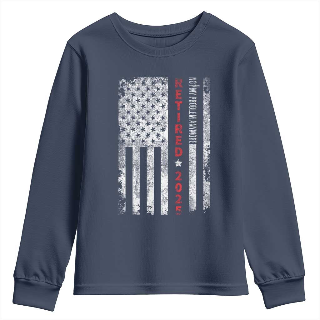 Retired 2025 Youth Sweatshirt Vintage Old American Flag TS10 Navy Print Your Wear