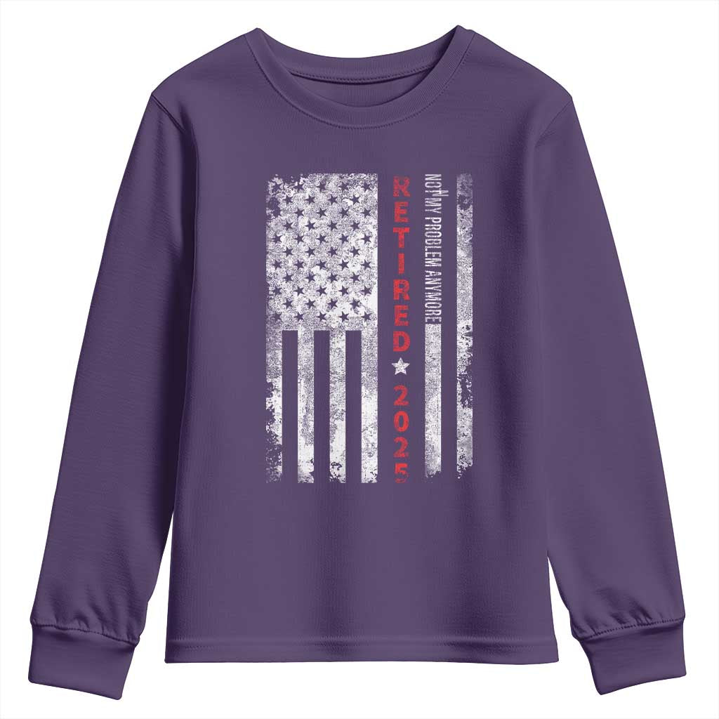 Retired 2025 Youth Sweatshirt Vintage Old American Flag TS10 Purple Print Your Wear