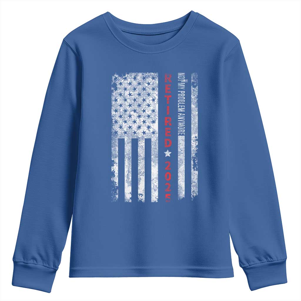 Retired 2025 Youth Sweatshirt Vintage Old American Flag TS10 Royal Blue Print Your Wear