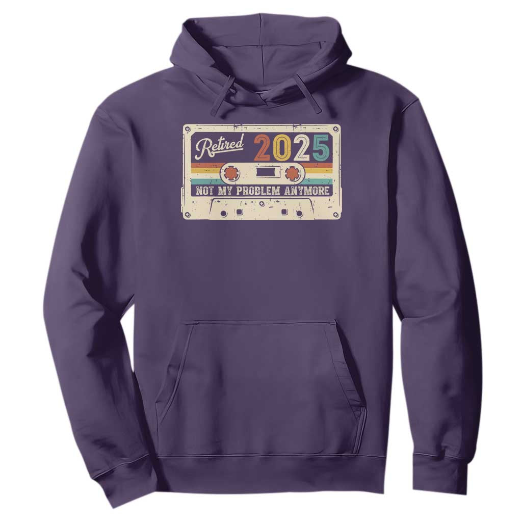 Retired 2025 Hoodie Not My Problem Anymore Retro Cassette TS10 Purple Print Your Wear