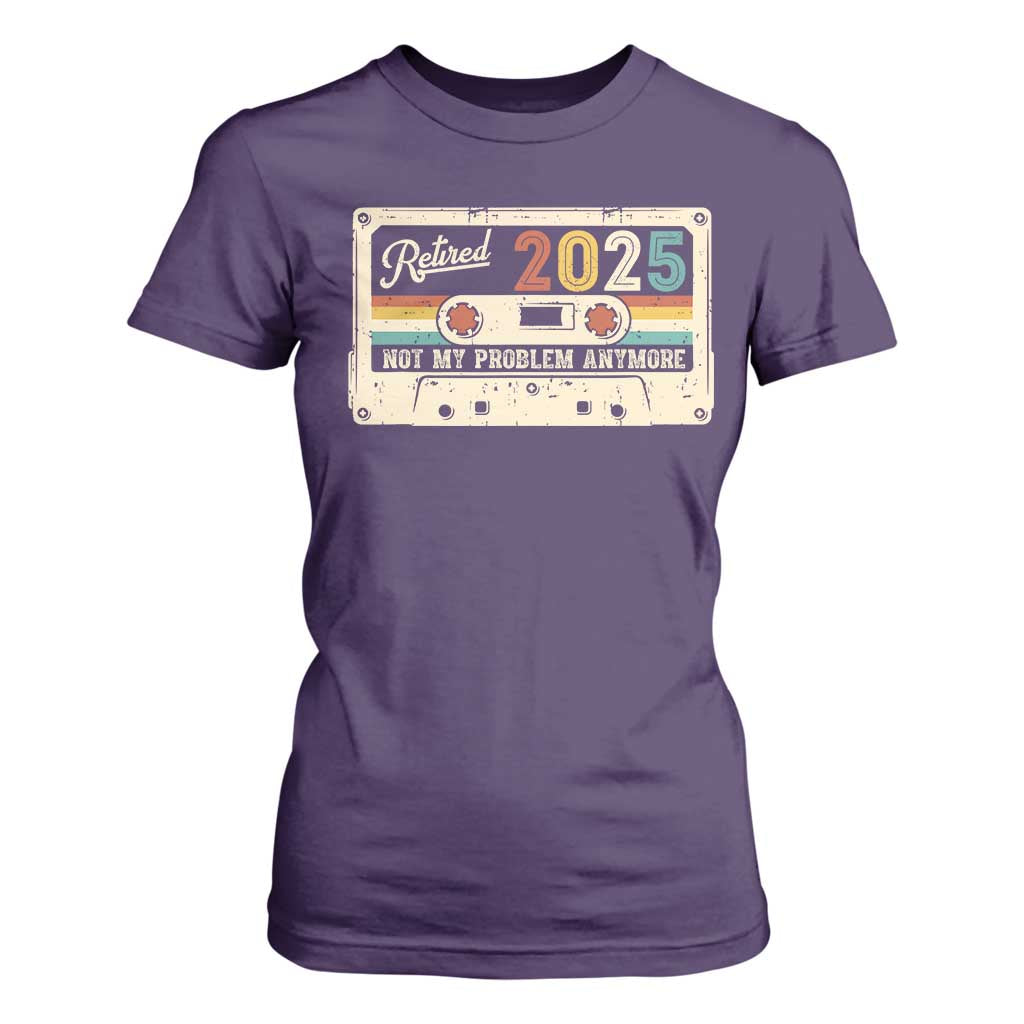Retired 2025 T Shirt For Women Not My Problem Anymore Retro Cassette TS10 Purple Print Your Wear