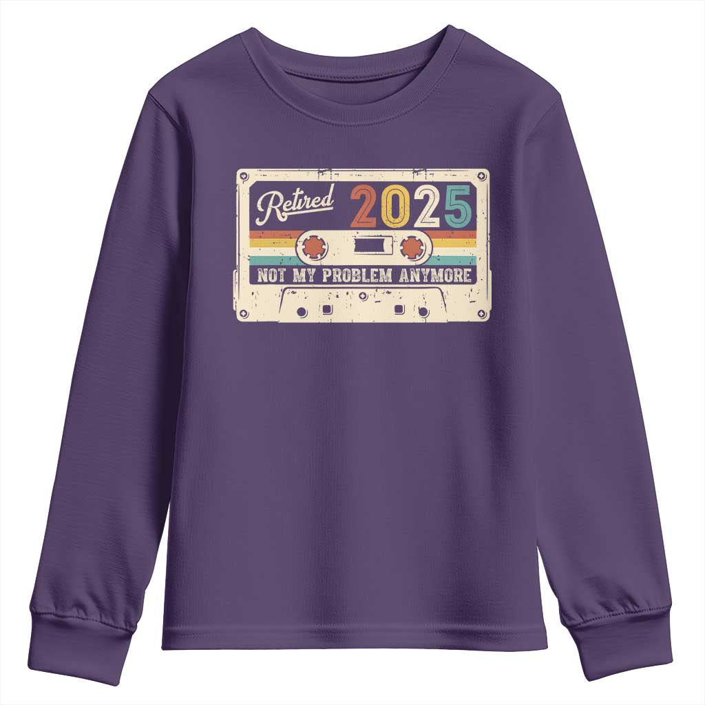 Retired 2025 Youth Sweatshirt Not My Problem Anymore Retro Cassette TS10 Purple Print Your Wear