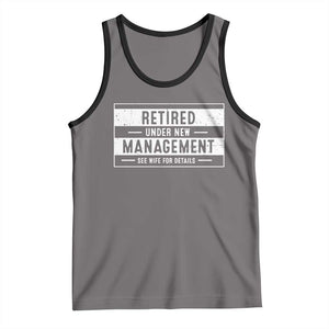 Funny Retirement Presents Tank Top Retired Under New Management See Wife for Details TS10 Deep Heather Black Print Your Wear