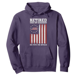 Funny Retired 2025 Hoodie Under New Management See Wife for Details American Flag TS10 Purple Print Your Wear