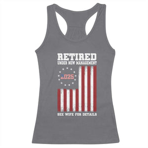 Funny Retired 2025 Racerback Tank Top Under New Management See Wife for Details American Flag TS10 Charcoal Print Your Wear