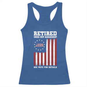 Funny Retired 2025 Racerback Tank Top Under New Management See Wife for Details American Flag TS10 Royal Blue Print Your Wear