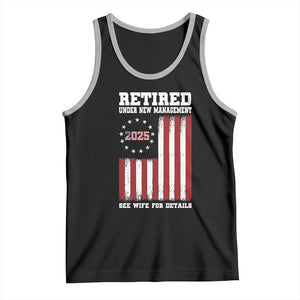 Funny Retired 2025 Tank Top Under New Management See Wife for Details American Flag TS10 Black Athletic Heather Print Your Wear