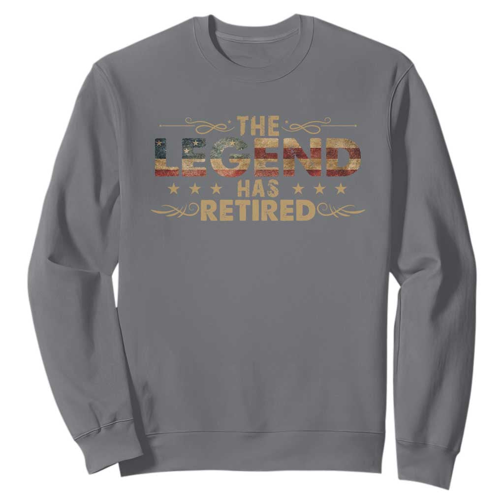 The Legend Has Retired 2025 Sweatshirt Retro American Flag TS10 Charcoal Print Your Wear