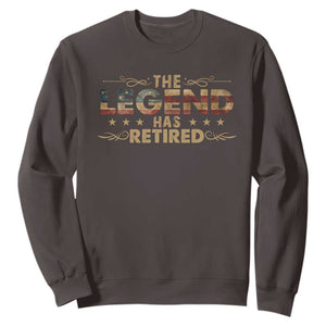 The Legend Has Retired 2025 Sweatshirt Retro American Flag TS10 Dark Chocolate Print Your Wear