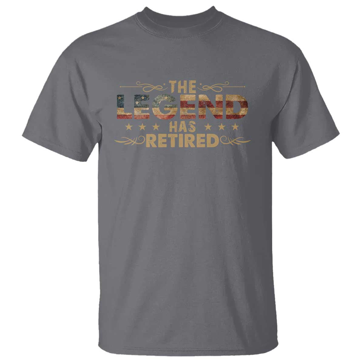 The Legend Has Retired 2025 T Shirt Retro American Flag TS10 Charcoal Print Your Wear