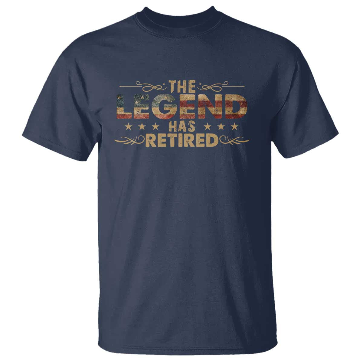 The Legend Has Retired 2025 T Shirt Retro American Flag TS10 Navy Print Your Wear