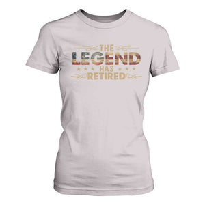 The Legend Has Retired 2025 T Shirt For Women Retro American Flag TS10 Ice Gray Print Your Wear
