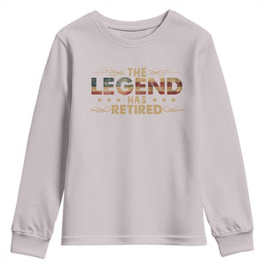 The Legend Has Retired 2025 Youth Sweatshirt Retro American Flag TS10 Ice Gray Print Your Wear