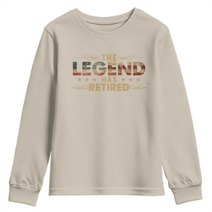 The Legend Has Retired 2025 Youth Sweatshirt Retro American Flag TS10 Sand Print Your Wear