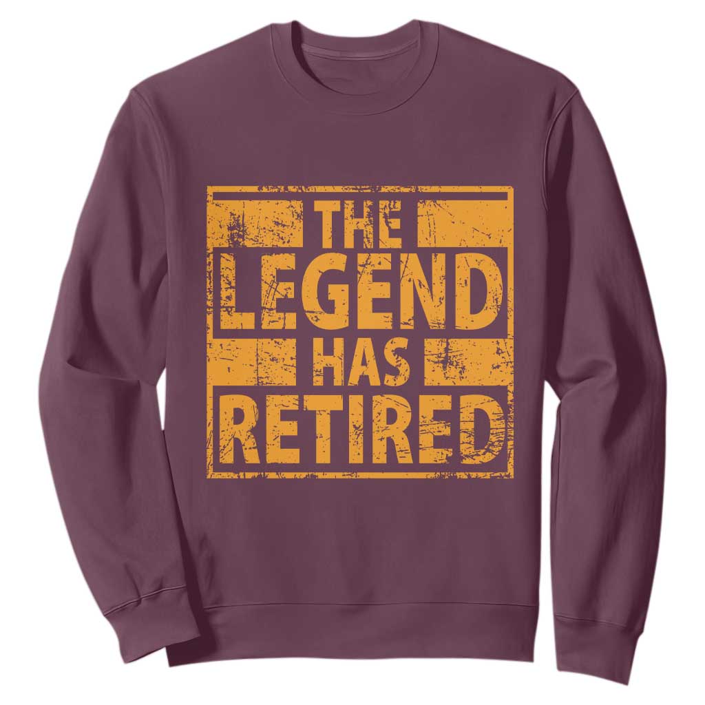 Retro The Legend Has Retired Sweatshirt Retirement Gifts TS10 Maroon Print Your Wear