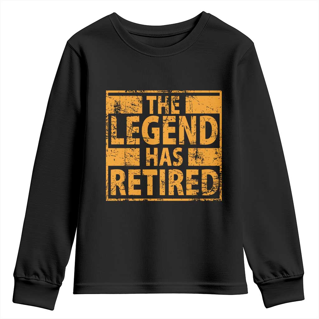 Retro The Legend Has Retired Youth Sweatshirt Retirement Gifts TS10 Black Print Your Wear