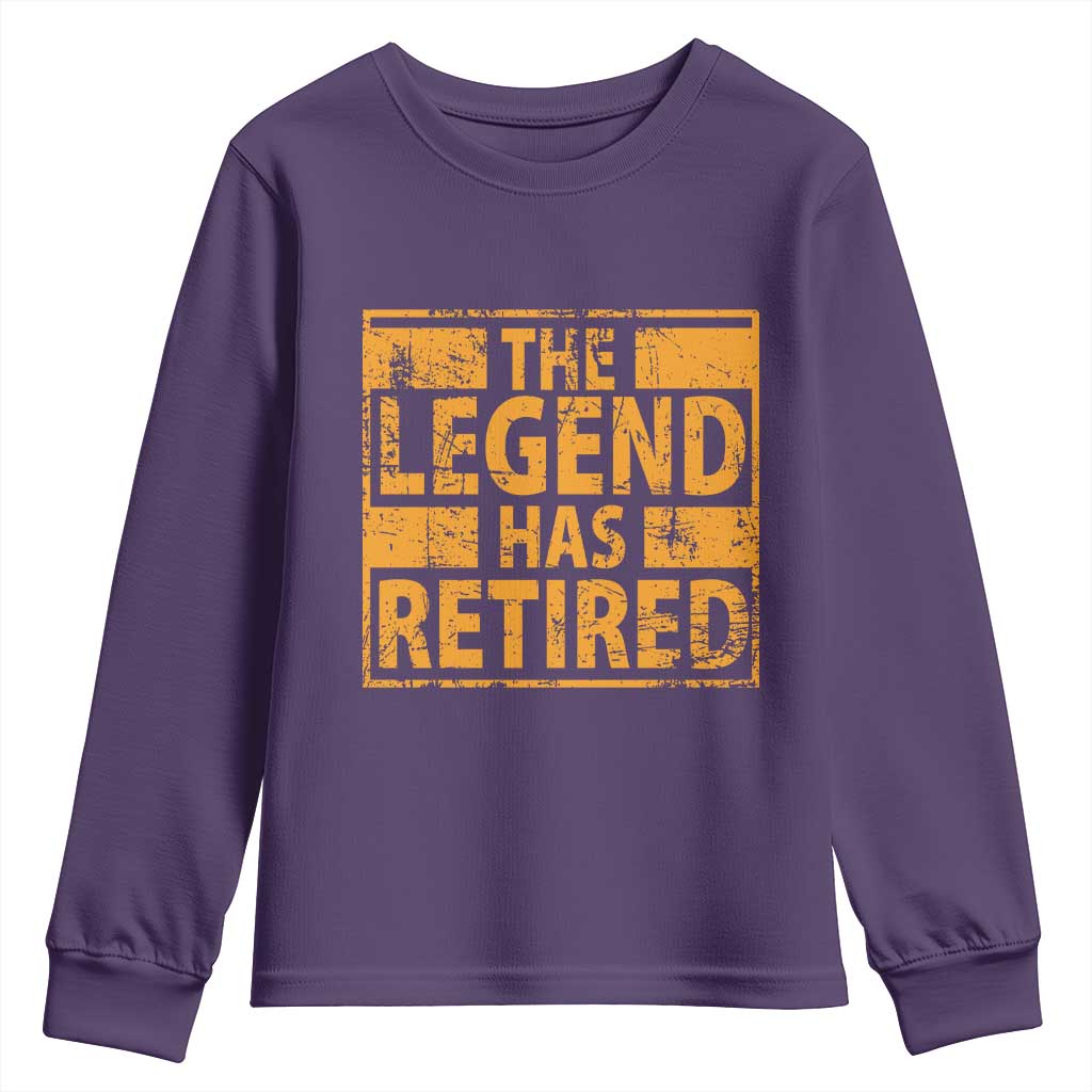 Retro The Legend Has Retired Youth Sweatshirt Retirement Gifts TS10 Purple Print Your Wear