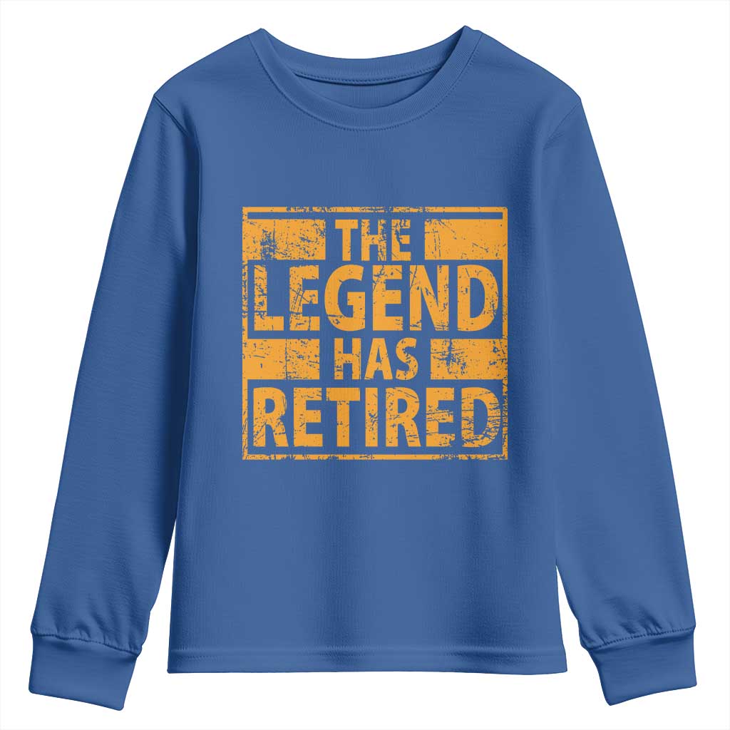 Retro The Legend Has Retired Youth Sweatshirt Retirement Gifts TS10 Royal Blue Print Your Wear