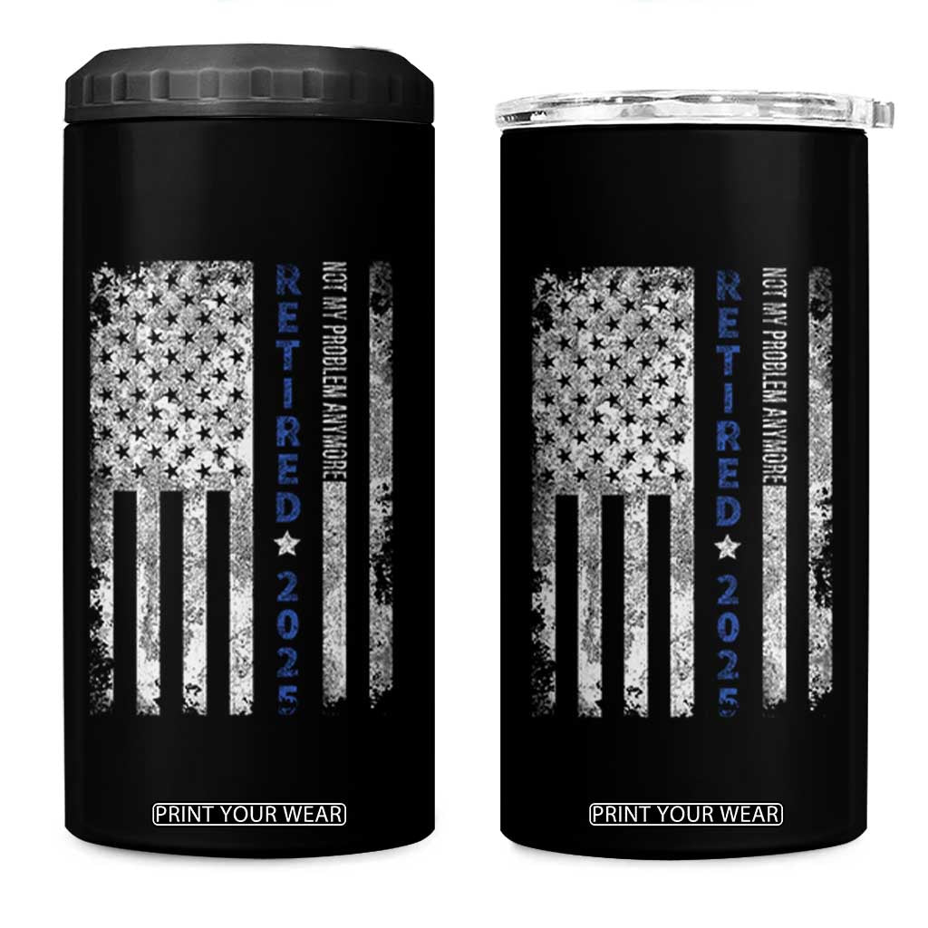 Retired 2025 4 in 1 Can Cooler Tumbler Not My Problem Anymore Vintage American Flag TS10 One Size: 16 oz Black Print Your Wear