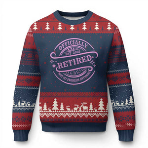Retired Est 2025 Ugly Christmas Sweater Not My Problem Anymore Vintage Pink Retirement Gifts TS10 Navy Red Print Your Wear