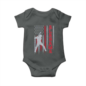 Alabama Fan Baby Onesie Vintage Bama Baseball Lovers American Flag AL State TS10 Dark Heather Print Your Wear