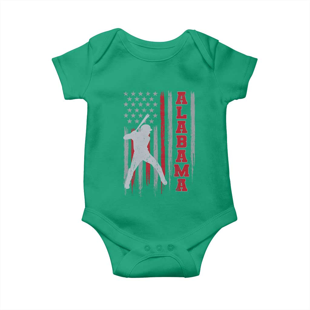 Alabama Fan Baby Onesie Vintage Bama Baseball Lovers American Flag AL State TS10 Irish Green Print Your Wear