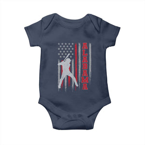 Alabama Fan Baby Onesie Vintage Bama Baseball Lovers American Flag AL State TS10 Navy Print Your Wear