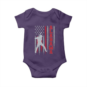 Alabama Fan Baby Onesie Vintage Bama Baseball Lovers American Flag AL State TS10 Purple Print Your Wear