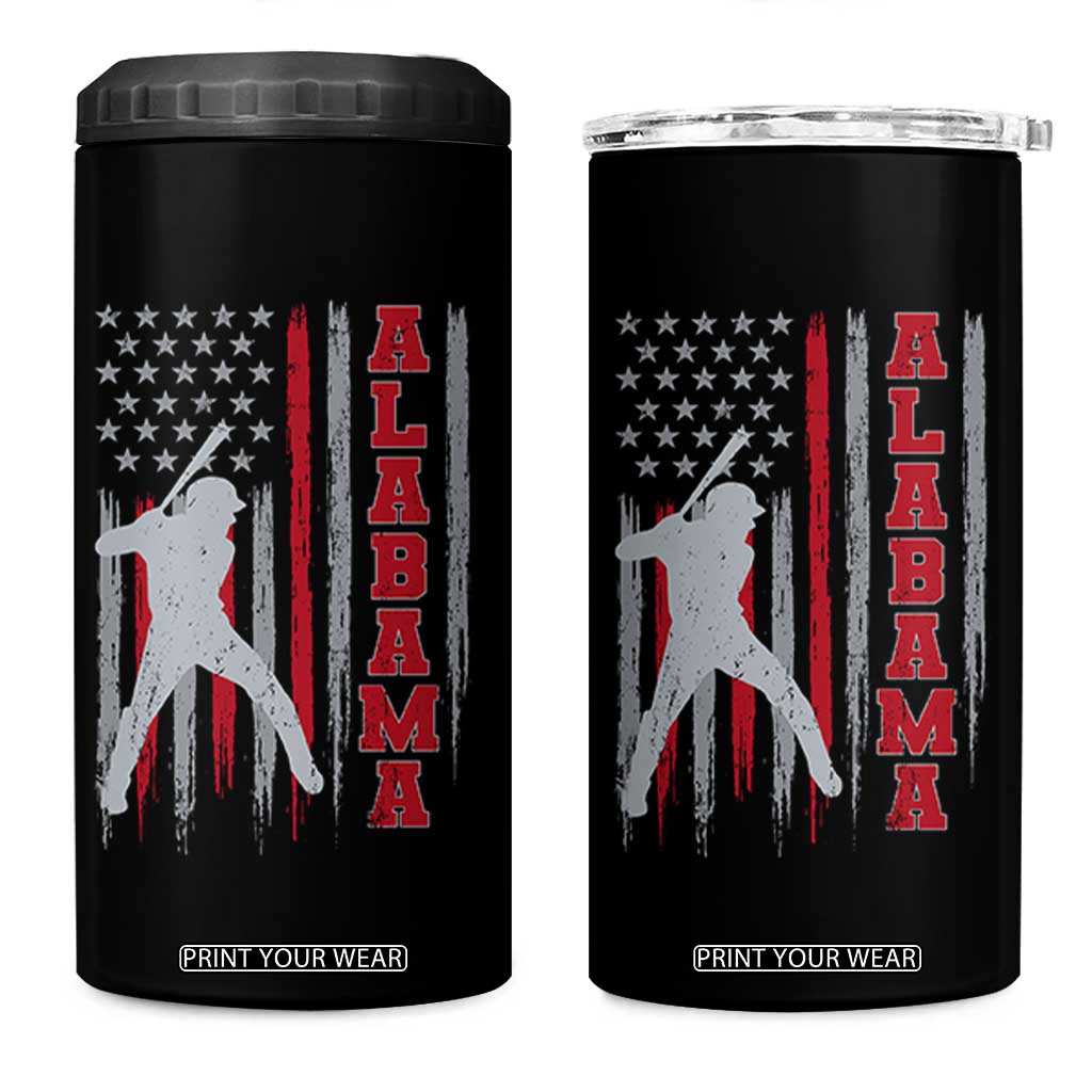 Alabama Fan 4 in 1 Can Cooler Tumbler Vintage Bama Baseball Lovers American Flag AL State TS10 One Size: 16 oz Black Print Your Wear