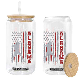 Alabama Fan Glass Can Vintage Bama Baseball Lovers American Flag AL State TS10 Print Your Wear