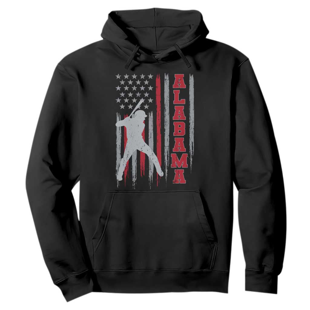 Alabama Fan Hoodie Vintage Bama Baseball Lovers American Flag AL State TS10 Black Print Your Wear