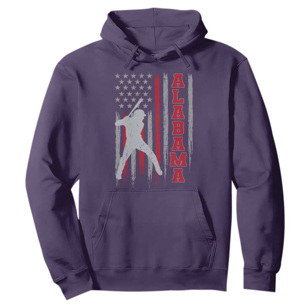 Alabama Fan Hoodie Vintage Bama Baseball Lovers American Flag AL State TS10 Purple Print Your Wear