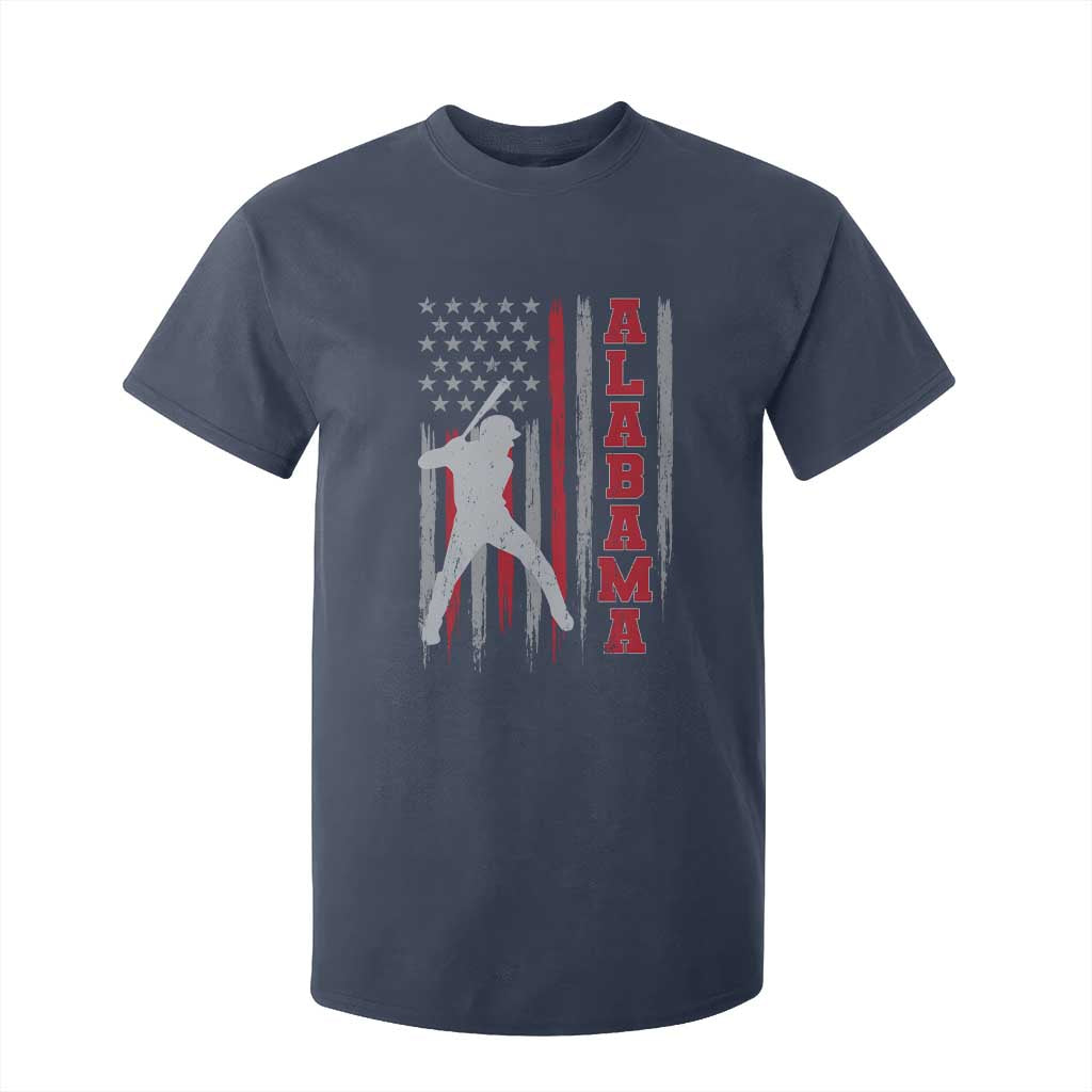 Alabama Fan T Shirt For Kid Vintage Bama Baseball Lovers American Flag AL State TS10 Navy Print Your Wear
