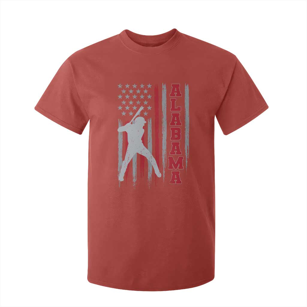 Alabama Fan T Shirt For Kid Vintage Bama Baseball Lovers American Flag AL State TS10 Red Print Your Wear