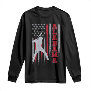 Alabama Fan Long Sleeve Shirt Vintage Bama Baseball Lovers American Flag AL State TS10 Black Print Your Wear