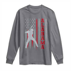 Alabama Fan Long Sleeve Shirt Vintage Bama Baseball Lovers American Flag AL State TS10 Charcoal Print Your Wear