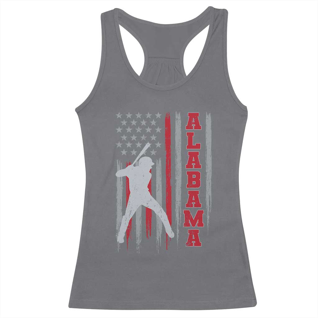 Alabama Fan Racerback Tank Top Vintage Bama Baseball Lovers American Flag AL State TS10 Charcoal Print Your Wear