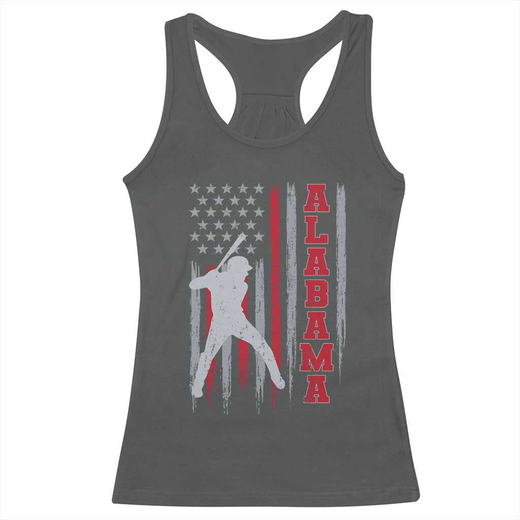 Alabama Fan Racerback Tank Top Vintage Bama Baseball Lovers American Flag AL State TS10 Dark Heather Print Your Wear