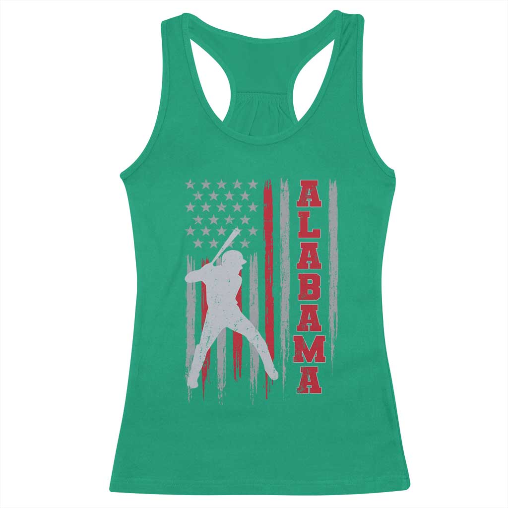 Alabama Fan Racerback Tank Top Vintage Bama Baseball Lovers American Flag AL State TS10 Irish Green Print Your Wear