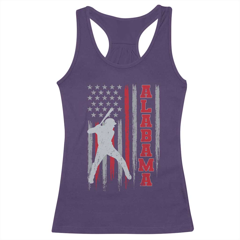 Alabama Fan Racerback Tank Top Vintage Bama Baseball Lovers American Flag AL State TS10 Purple Print Your Wear