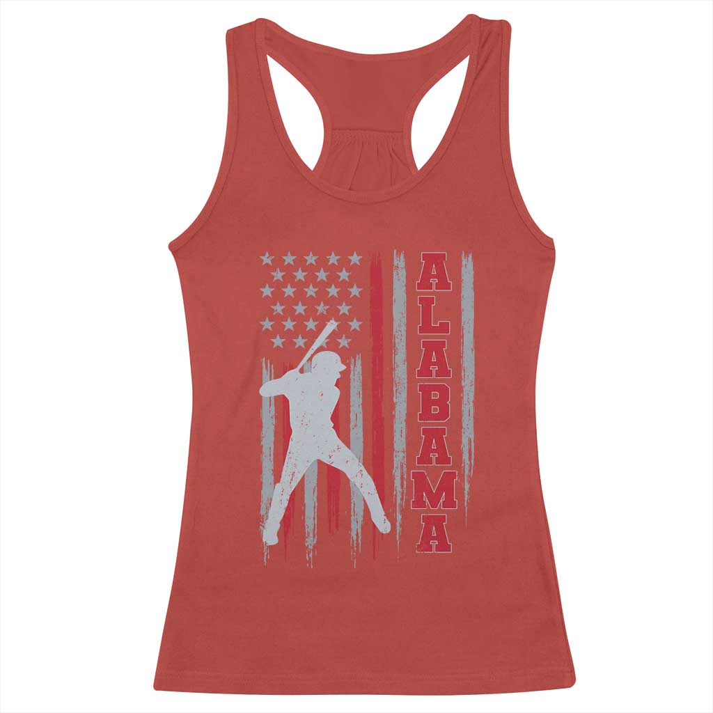Alabama Fan Racerback Tank Top Vintage Bama Baseball Lovers American Flag AL State TS10 Red Print Your Wear