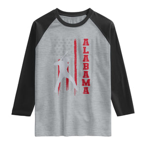Alabama Fan Raglan Shirt Vintage Bama Baseball Lovers American Flag AL State TS10 Heather Gray Black Print Your Wear