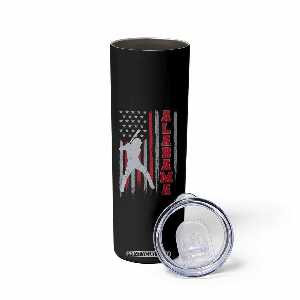 Alabama Fan Skinny Tumbler Vintage Bama Baseball Lovers American Flag AL State TS10 Print Your Wear