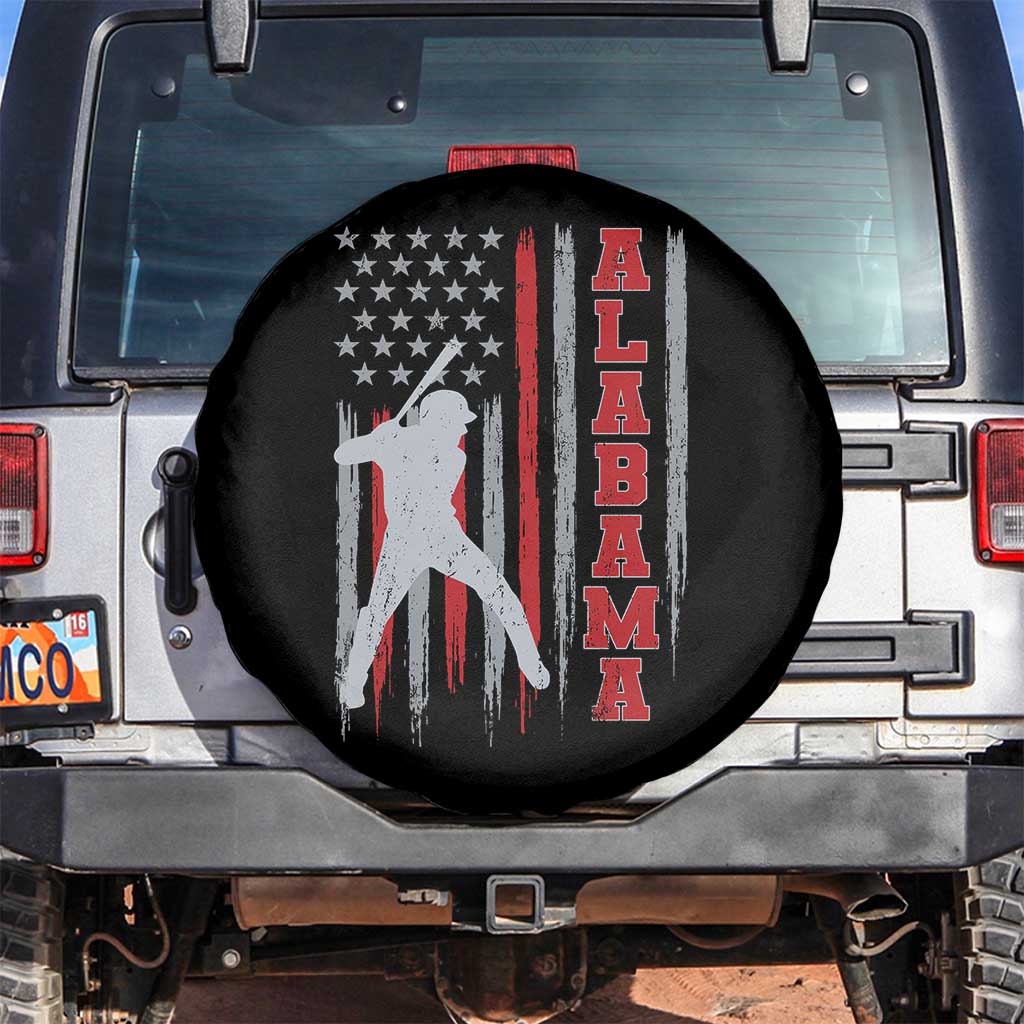 Alabama Fan Spare Tire Cover Vintage Bama Baseball Lovers American Flag AL State TS10 No hole Black Print Your Wear