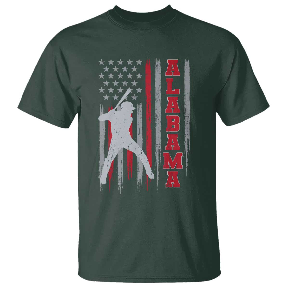 Alabama Fan T Shirt Vintage Bama Baseball Lovers American Flag AL State TS10 Dark Forest Green Print Your Wear