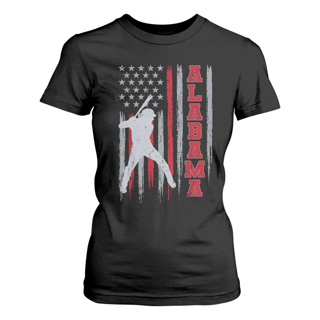 Alabama Fan T Shirt For Women Vintage Bama Baseball Lovers American Flag AL State TS10 Black Print Your Wear